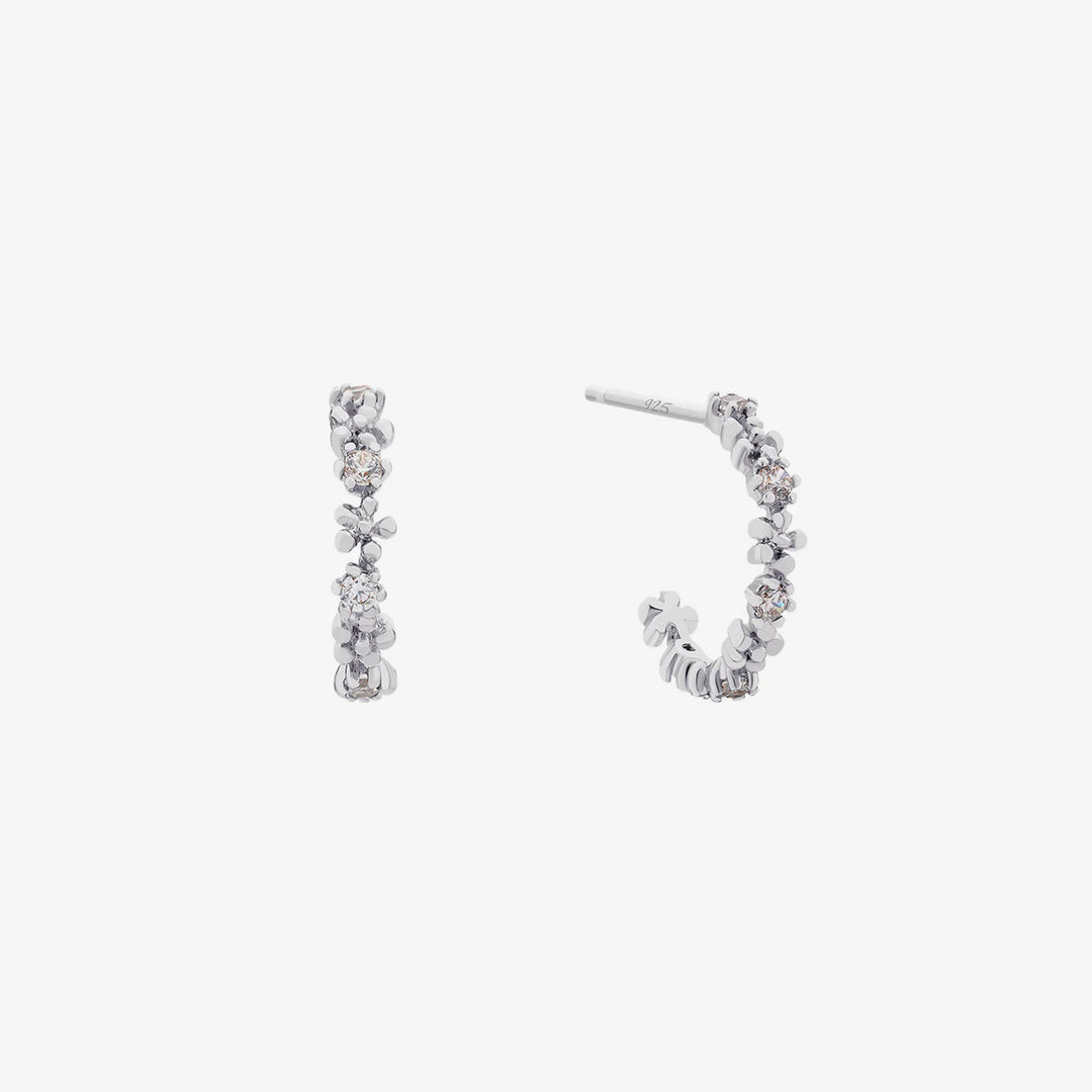 Flower cubic semi-hoop earrings-4