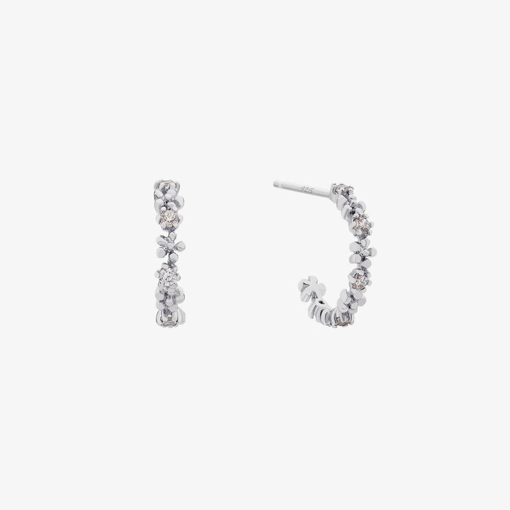 Flower cubic semi-hoop earrings-4