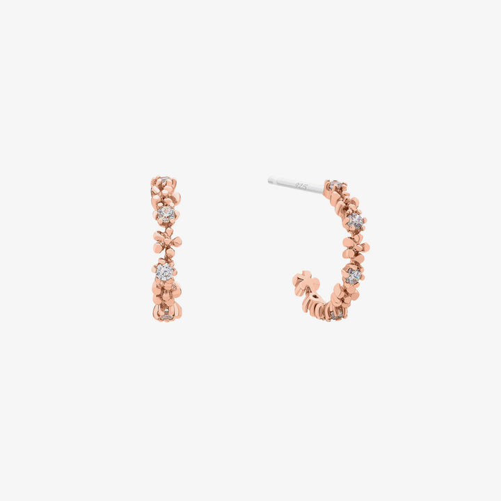 Flower cubic semi-hoop earrings-5
