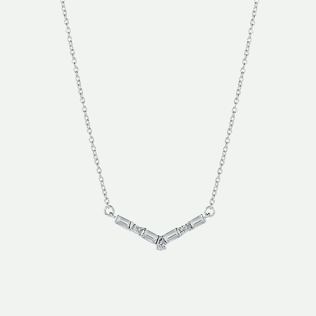 Nadia | 9ct White Gold 0.13ct tw Lab Grown Diamond Chevron NecklaceCreated BrillianceBA0073994