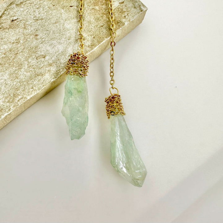 Natural Blue and Green Stone Chain Earrings