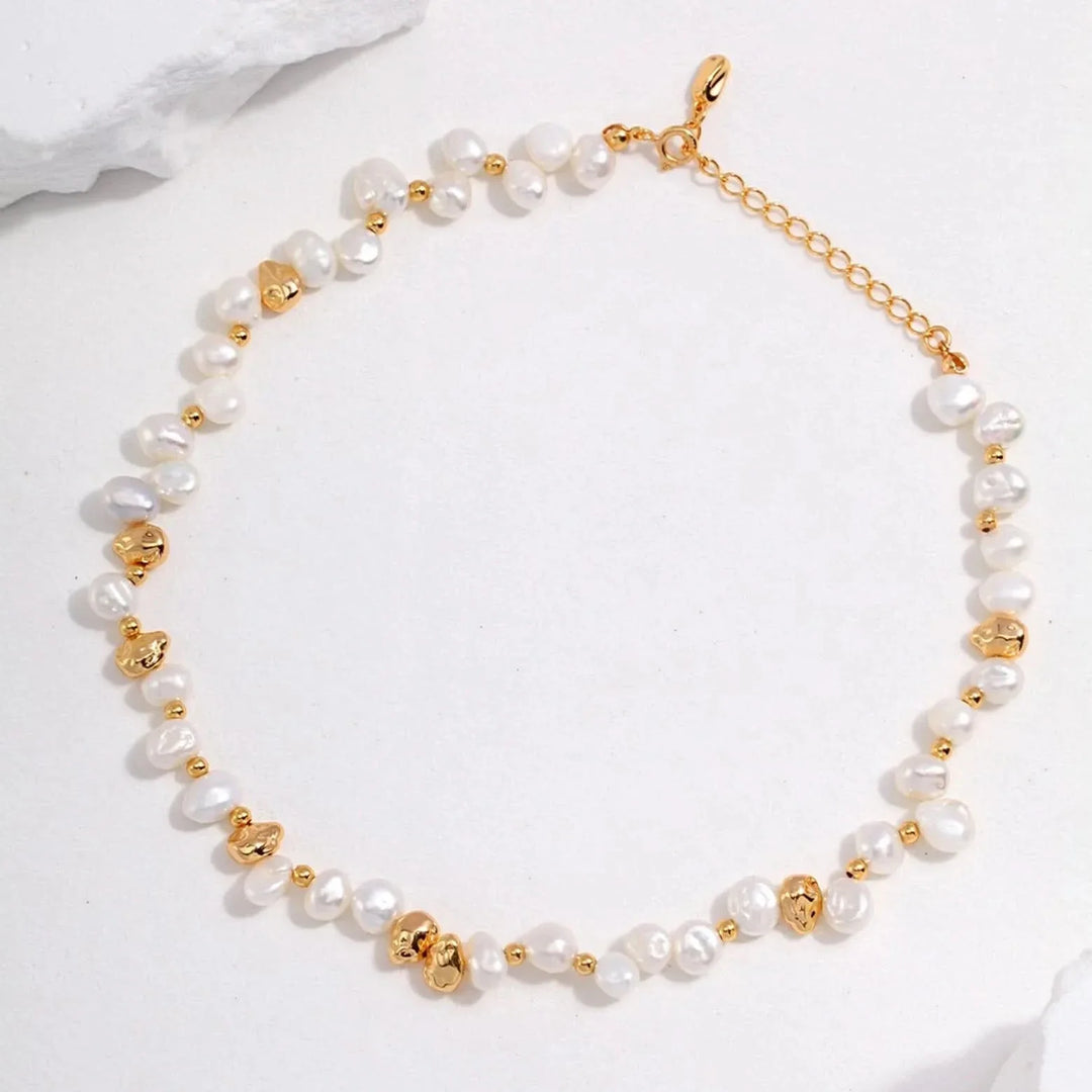 Natural Gold and Pearl Necklace