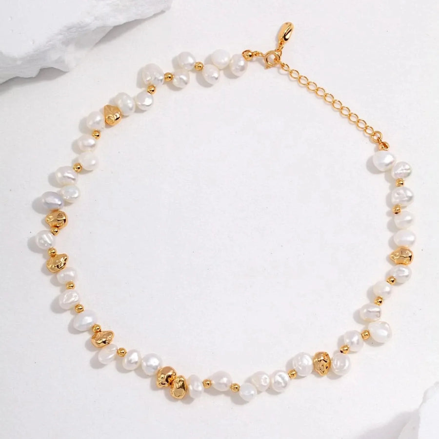 Natural Gold and Pearl Necklace