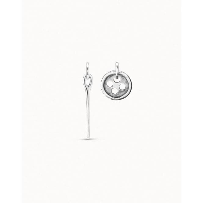 Needle And Button Silver Metal EarringsUNOde50PEN0017MET X