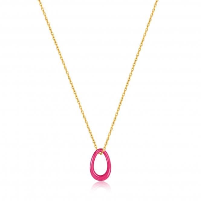 Neon Pink Enamel Gold Twisted Pendant Necklace N040 - 03G - NPAnia HaieN040 - 03G - NP