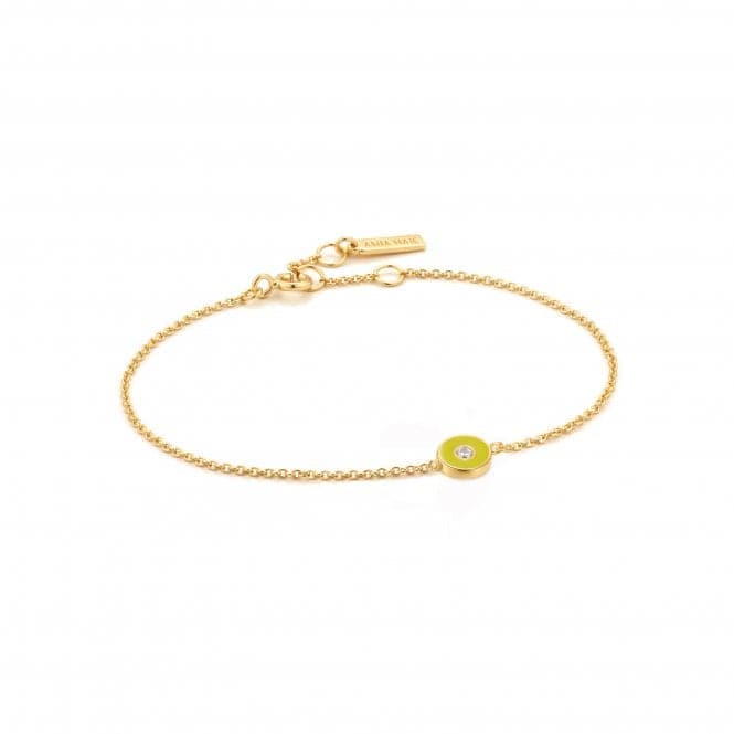 Neon Yellow Enamel Disc Gold Bracelet B040 - 02G - NYAnia HaieB040 - 02G - NY