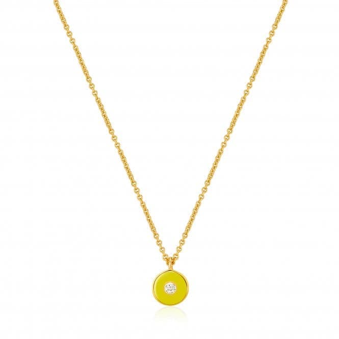 Neon Yellow Enamel Disc Gold Necklace N040 - 02G - NYAnia HaieN040 - 02G - NY