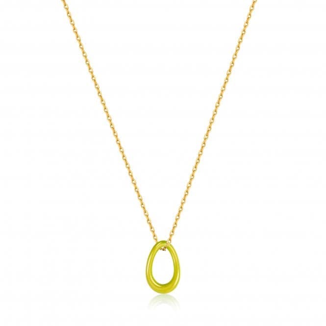 Neon Yellow Enamel Gold Twisted Pendant Necklace N040 - 03G - NYAnia HaieN040 - 03G - NY