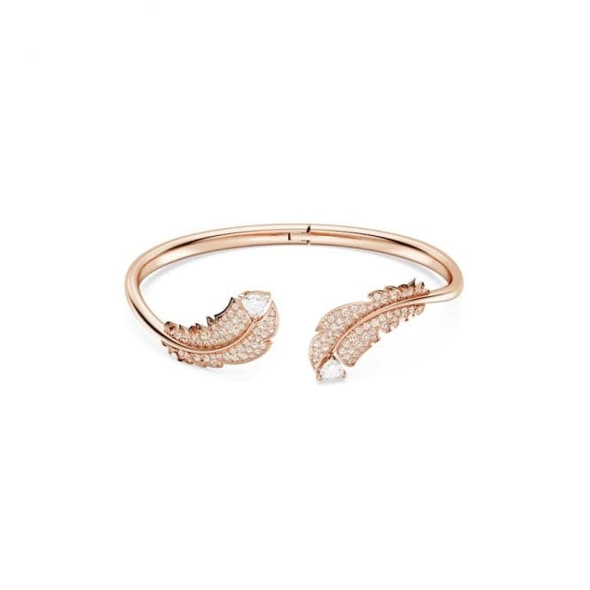 Nice White Rose Gold - tone Plated Feather BangleSwarovski5663477 L