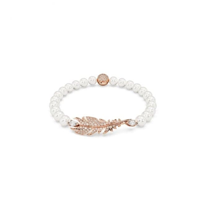 Nice White Rose Gold - tone Plated Feather BraceletSwarovski5663481 L