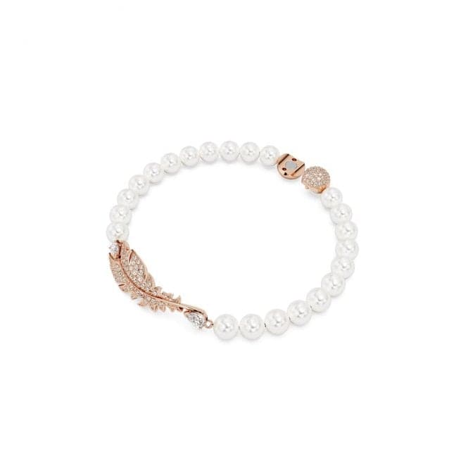 Nice White Rose Gold - tone Plated Feather BraceletSwarovski5663481 L