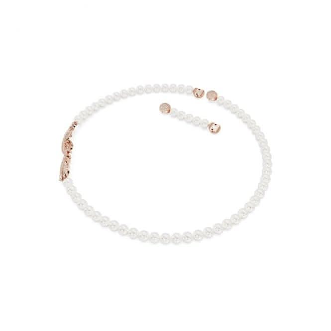 Nice White Rose Gold-tone Plated Feather Necklace 5669221