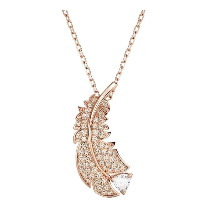 Nice White Rose Gold - tone Plated Feather Pendant 5663483Swarovski5663483