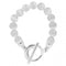 Nikki Lissoni Smooth White Cats Eye Silver Plated Beaded Bracelet