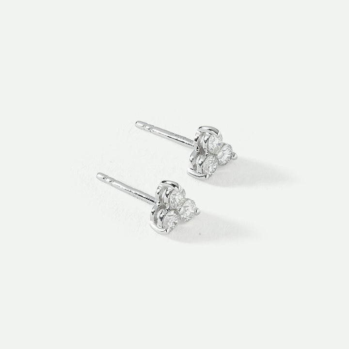 Nina | 9ct White Gold 0.35ct tw Lab Grown Diamond Three Stone Stud EarringsCreated BrillianceBA0072552