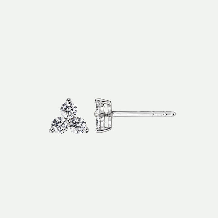 Nina | 9ct White Gold 0.35ct tw Lab Grown Diamond Three Stone Stud EarringsCreated BrillianceBA0072552