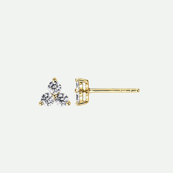 Nina | 9ct Yellow Gold 0.35ct tw Lab Grown Diamond Three Stone Stud EarringsCreated BrillianceBA0072553