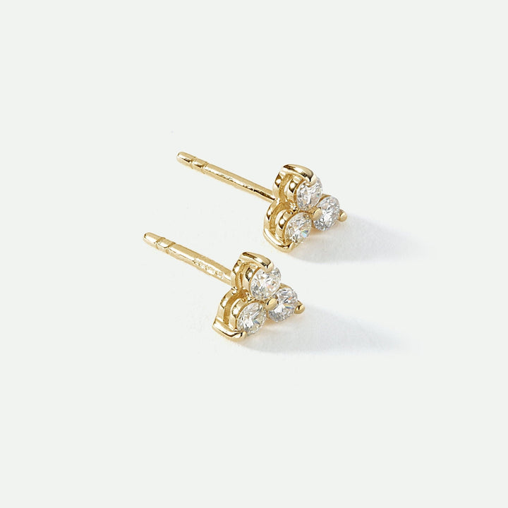 Nina | 9ct Yellow Gold 0.57ct tw Lab Grown Diamond Three Stone Stud EarringsCreated BrillianceBA0072554