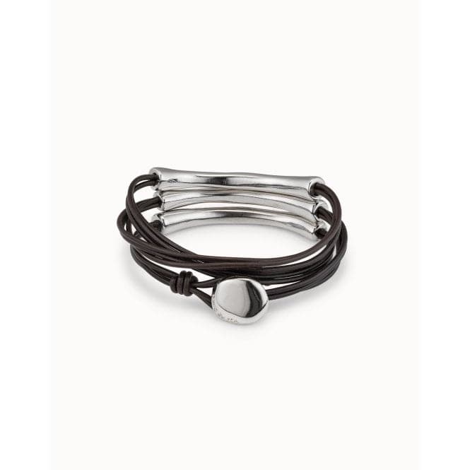 Not To Be Silver Leather BraceletUNOde50PUL0856MARMTL0L