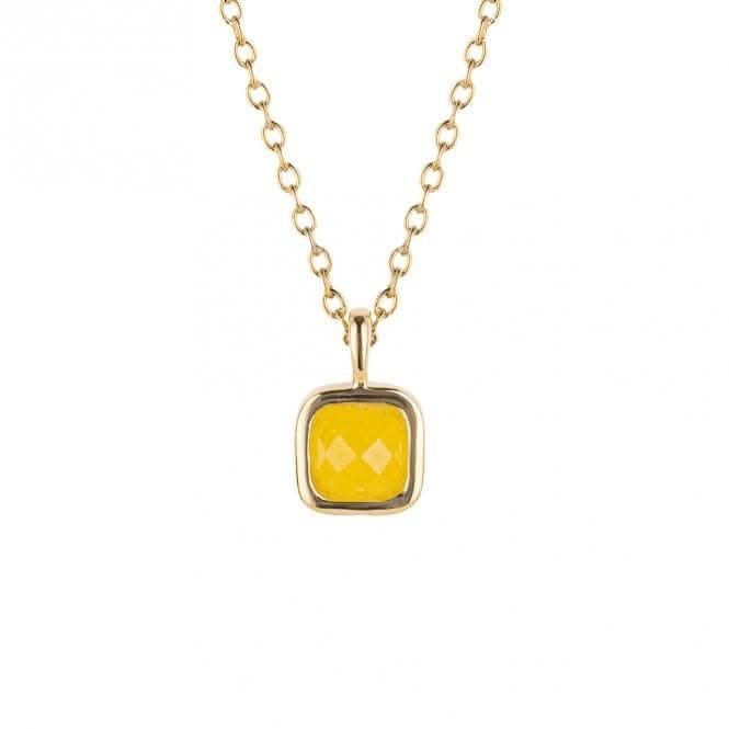 November Birthstone Light Yellow Quartz Gold Plated Silver Necklace N4516D for DiamondN4516