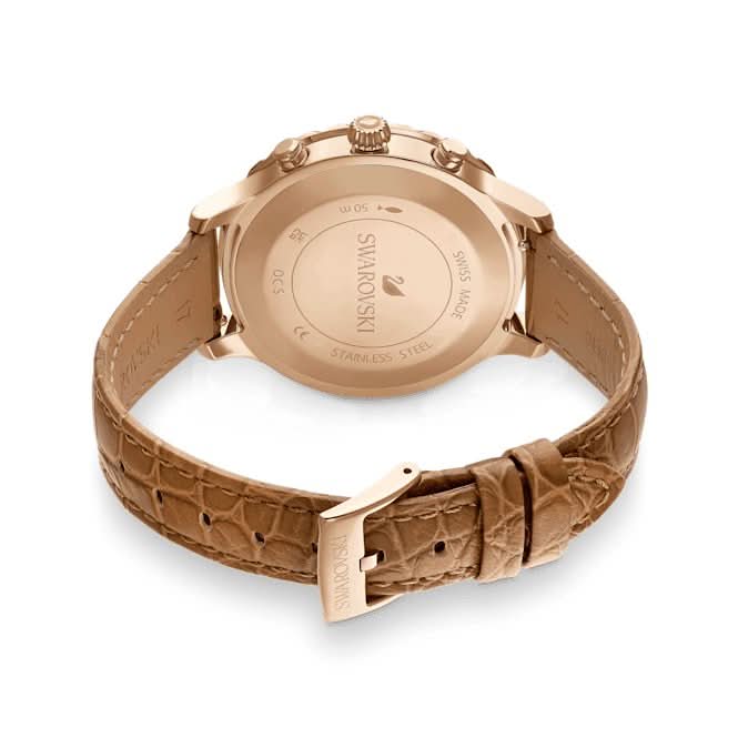 Octea Lux Chrono Leather Strap Brown Gold - tone Finish Watch 5632260Swarovski5632260