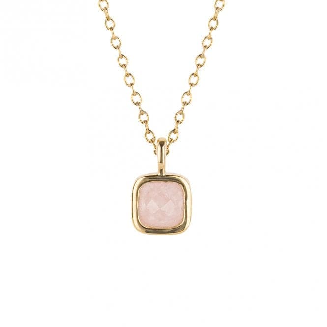 October Birthstone Rose Quartz Gold Plated Silver Necklace N4515D for DiamondN4515