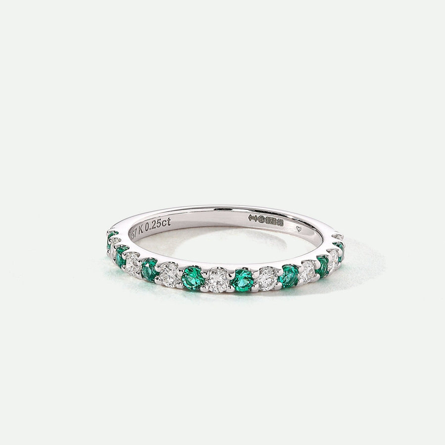 Odette | 9ct White Gold 0.25ct tw Lab Grown Diamond and Created Emerald Eternity RingCreated BrillianceBA0071860 - M