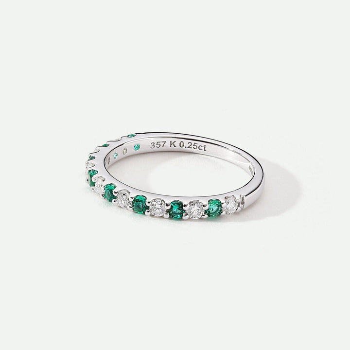 Odette | 9ct White Gold 0.25ct tw Lab Grown Diamond and Created Emerald Eternity RingCreated BrillianceBA0071860 - M