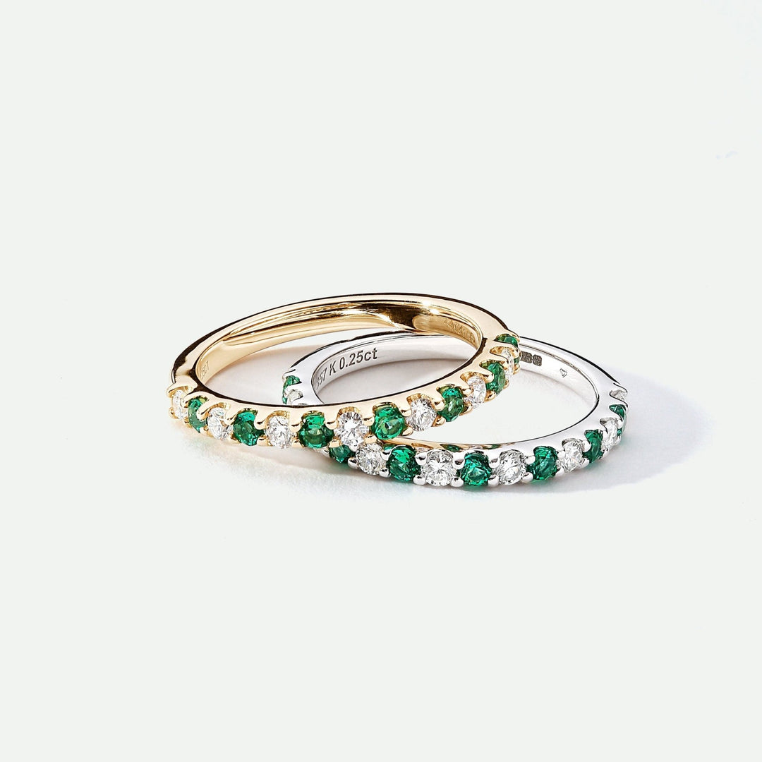 Odette | 9ct White Gold 0.25ct tw Lab Grown Diamond and Created Emerald Eternity RingCreated BrillianceBA0071860 - M