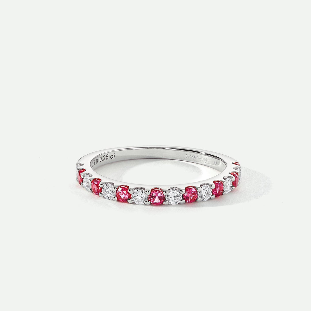 Odette | 9ct White Gold 0.25ct tw Lab Grown Diamond and Created Ruby Eternity RingCreated BrillianceBA0071862 - M