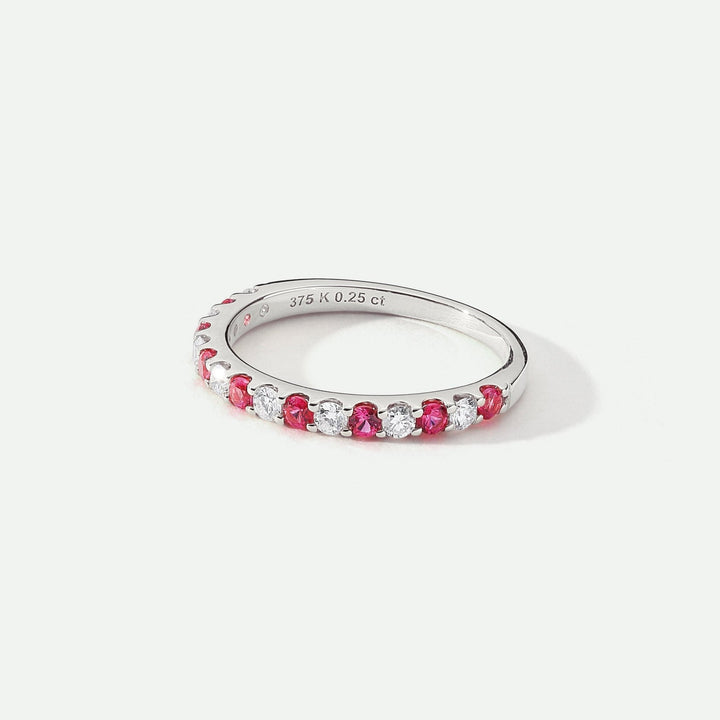 Odette | 9ct White Gold 0.25ct tw Lab Grown Diamond and Created Ruby Eternity RingCreated BrillianceBA0071862 - M