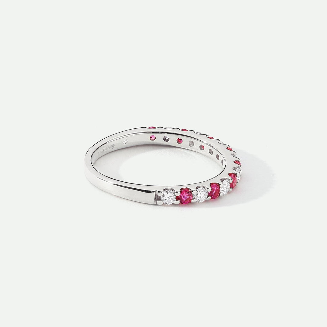 Odette | 9ct White Gold 0.25ct tw Lab Grown Diamond and Created Ruby Eternity RingCreated BrillianceBA0071862 - M