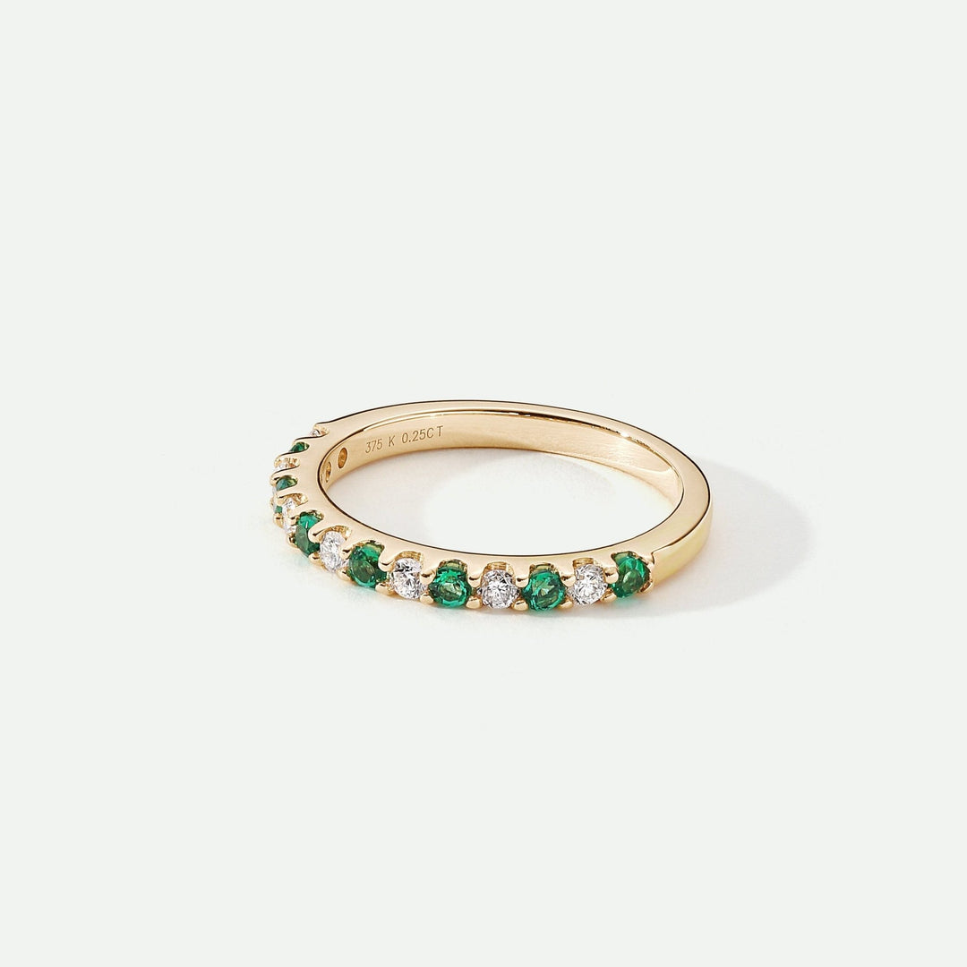 Odette | 9ct Yellow Gold 0.25ct tw Lab Grown Diamond and Created Emerald Eternity RingCreated BrillianceBA0071861 - K