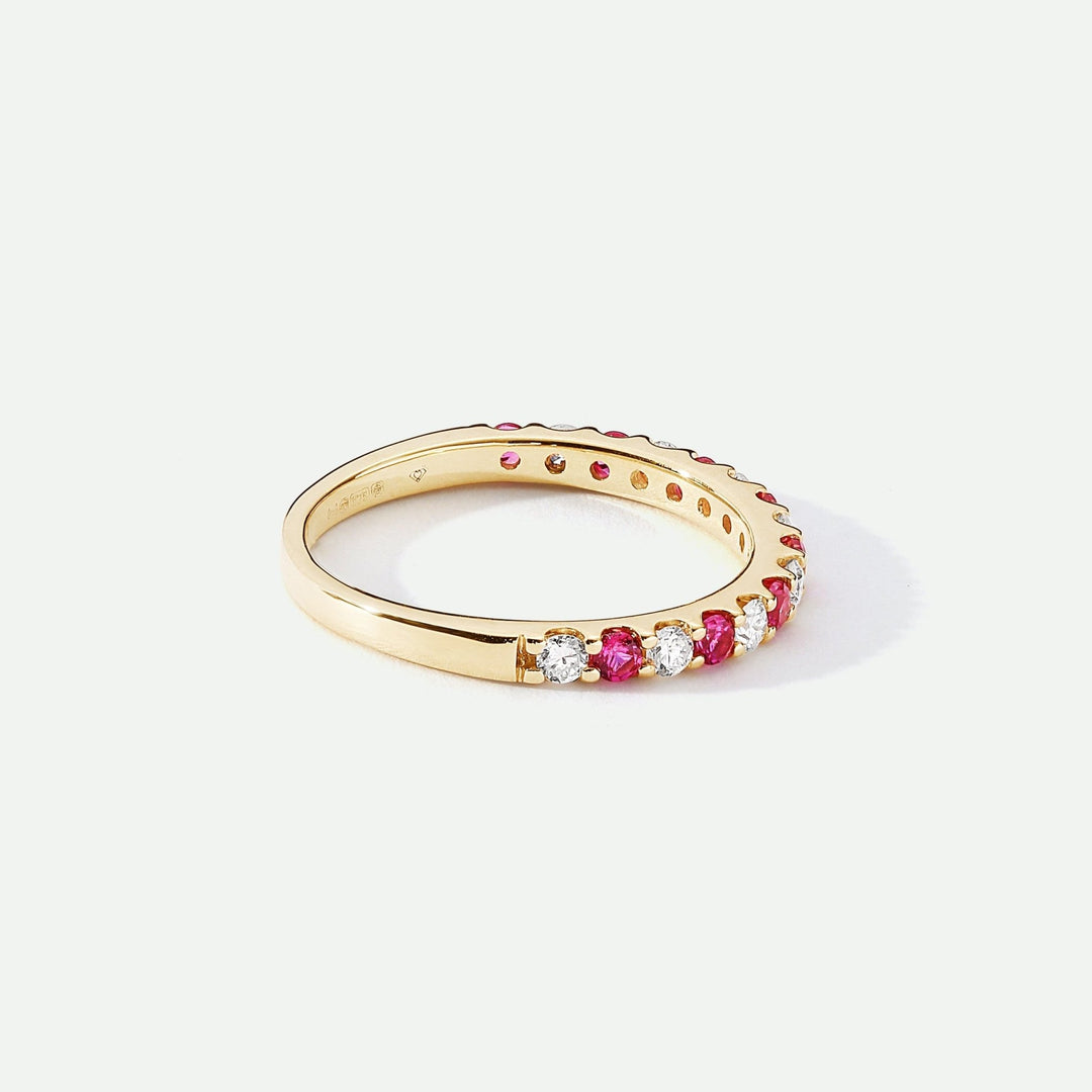 Odette | 9ct Yellow Gold 0.25ct tw Lab Grown Diamond and Created Ruby Eternity RingCreated BrillianceBA0071863 - N