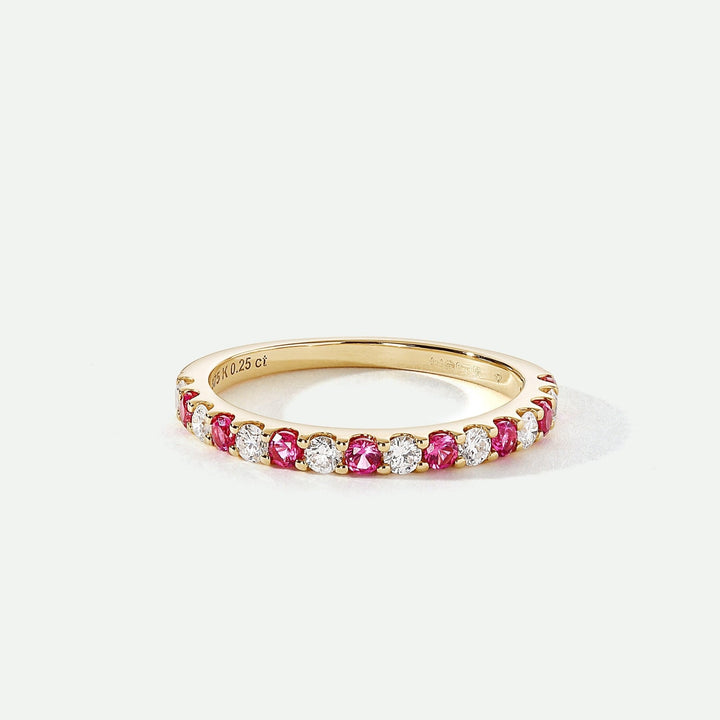 Odette | 9ct Yellow Gold 0.25ct tw Lab Grown Diamond and Created Ruby Eternity RingCreated BrillianceBA0071863 - N