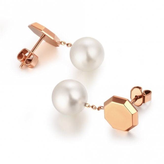 Okto Hanging Pearl Rose Gold Stud Earring OE18RW004U