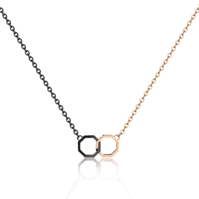Okto Twin Long Black & Rose Gold Necklace OP18RB001LKLASSE14OP18RB001L