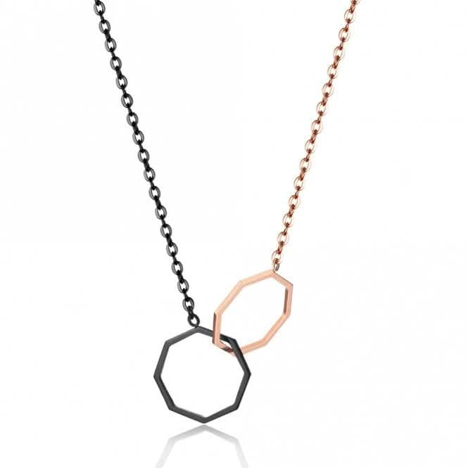 Okto Twin Long Black & Rose Gold Necklace OP18RB001LKLASSE14OP18RB001L