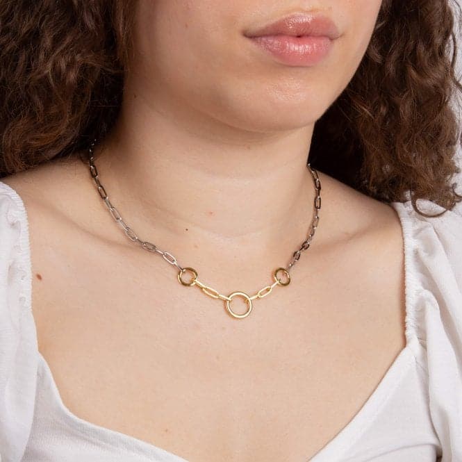 Open Circle Chain Link Necklace Yellow Gold Necklace N4505Fiorelli SilverN4505