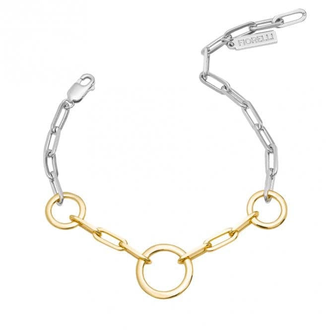 Open Circle Chain Link Yellow Gold Plating Bracelet B5382Fiorelli SilverB5382