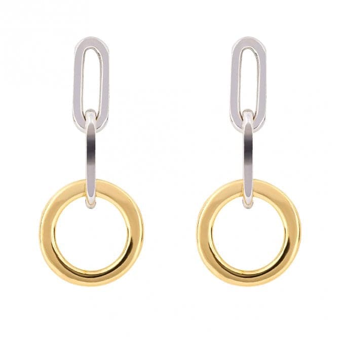 Open Circle Chain Link Yellow Gold Plating Drop Earrings E6223Fiorelli SilverE6223
