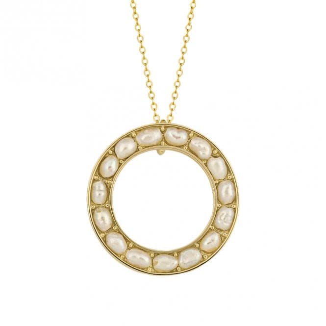 Open Circle Seed Pearl Yellow Gold Pendant GP2306WElements GoldGP2306W