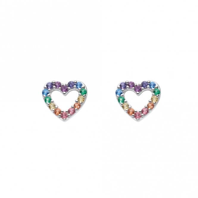 Open Heart Multi Nano Gems Stud Earrings 37811MCZDew37811MCZ