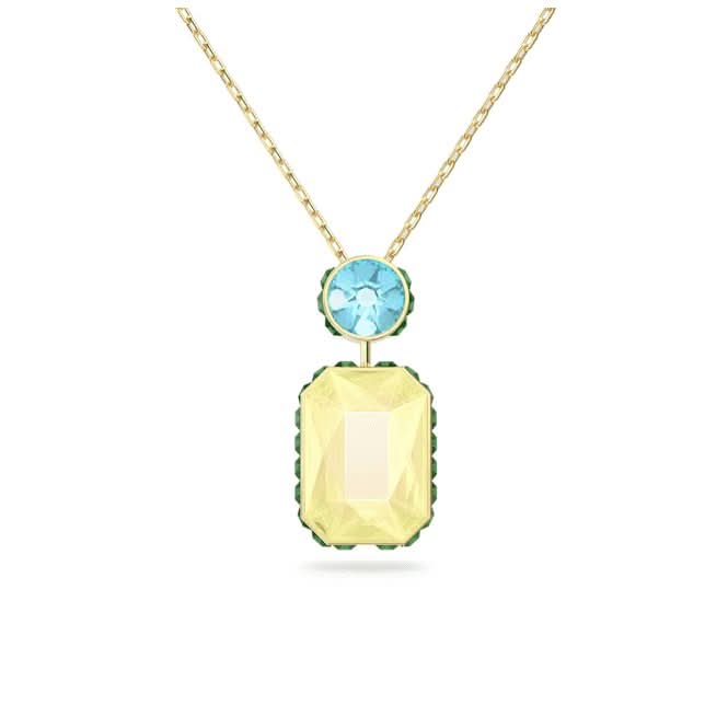 Orbita Octagon Cut Multicolored Gold-tone Plated Pendant 5640256