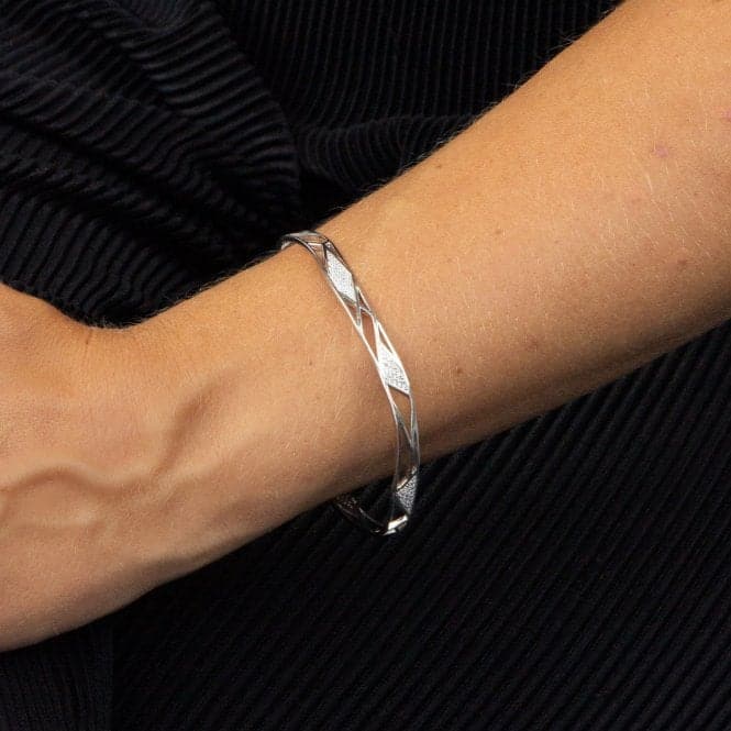 Organic Cage Cubic Zirconia Closed Bangle B5251CFiorelli SilverB5251C