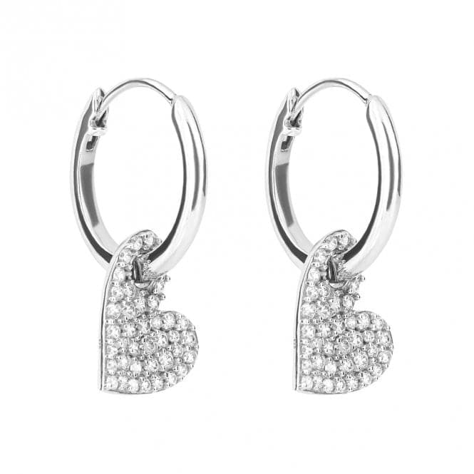 Organic Heart Assembled Pave Zirconia Hoop Earring E6233Fiorelli SilverE6233