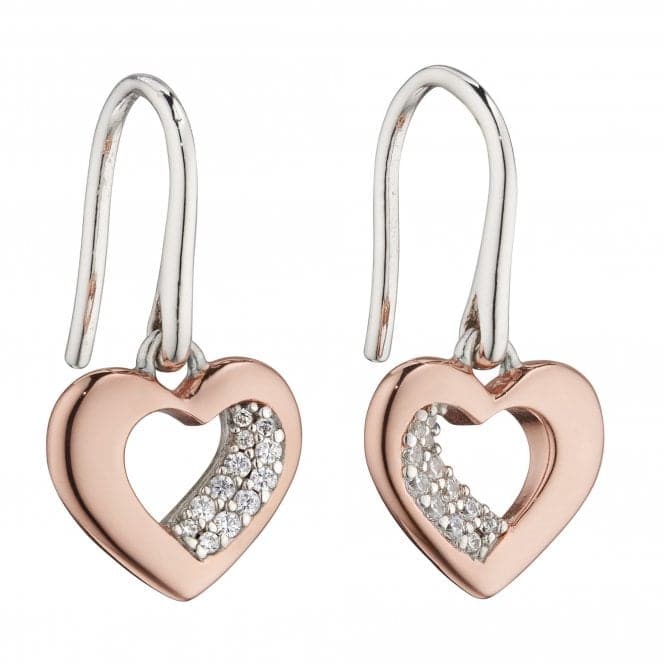 Organic Heart In Rose Gold Plated Cubic Zirconia Earrings E5881CFiorelli SilverE5881C