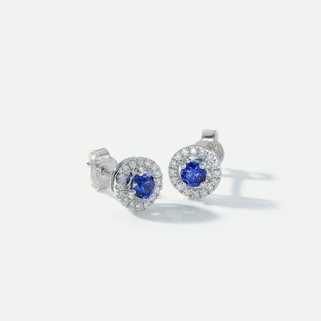 Orla | 9ct White Gold Lab Grown Diamond and Created Sapphire EarringsCreated BrillianceBA0071870