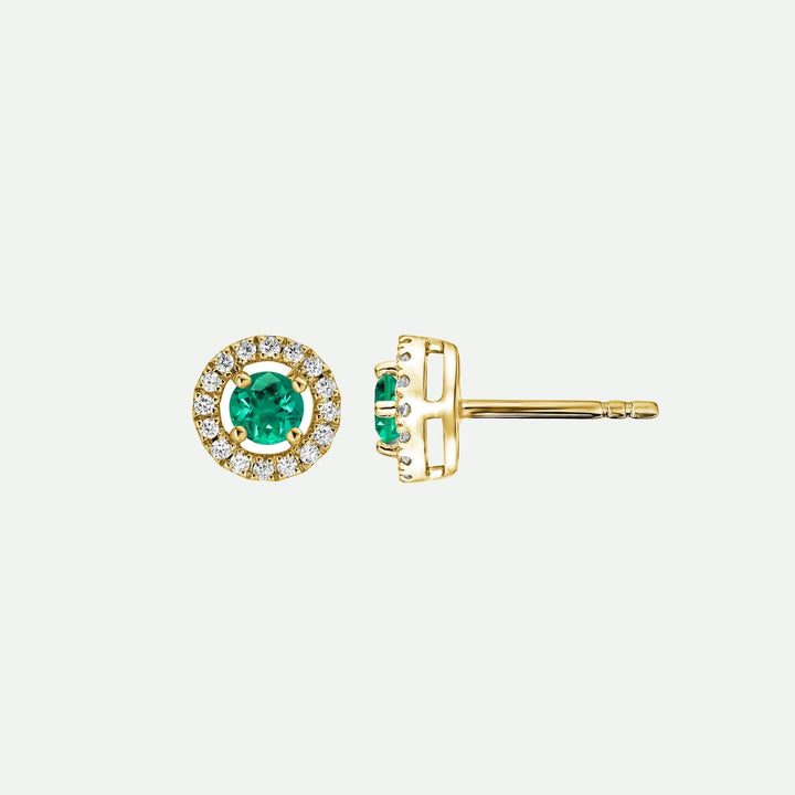 Orla | 9ct Yellow Gold Lab Grown Diamond and Created Emerald EarringsCreated BrillianceBA0071875