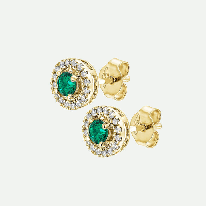 Orla | 9ct Yellow Gold Lab Grown Diamond and Created Emerald EarringsCreated BrillianceBA0071875
